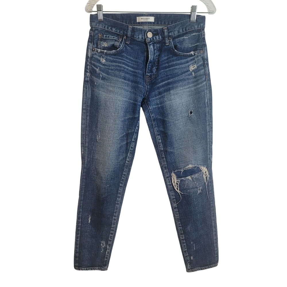 Moussy Vintage Distressed Skinny Jeans Blue Medium Wash Size 27 Made‎ in Japan